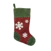 Northlight 20'' Green And Red Snowflake Applique Christmas Stocking With Blanket Stitching In Multi