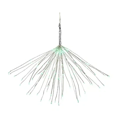 Northlight 20" Led Firework Silver Branch Decoration Green String Lights In Multi