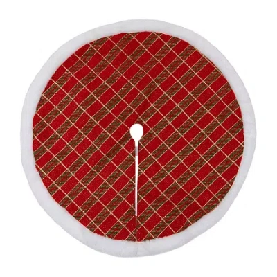 Northlight 20'' Red And Gold Plaid Glittered Mini Christmas Tree Skirt
