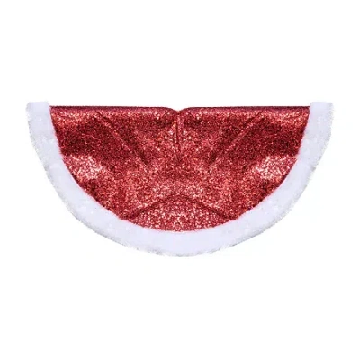 Northlight 20'' Red Glittered Mini Christmas Tree Skirt With A Faux Fur Trim In Multi