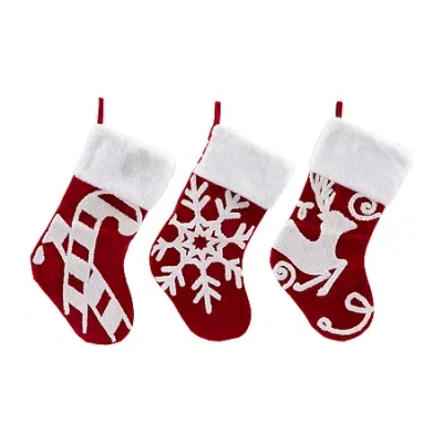 Northlight 20" Reindeer And Snowflake Embroidered Christmas Stocking In Red