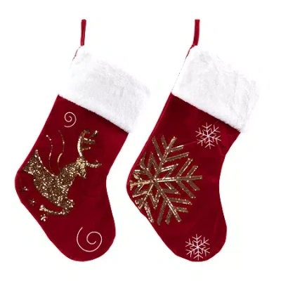 Northlight 20" Reindeer And Snowflake Sequin Christmas Stocking In Multi