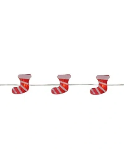 Northlight 20 Warm White Led Christmas Stocking Fairy Lights 6 Ft Copper Wire In Red
