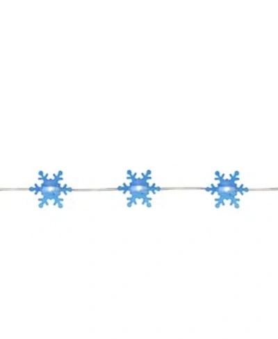 Northlight 20 Warm White Snowflake Shaped Led Christmas Fairy Lights 6 Ft Copper Wire In Blue