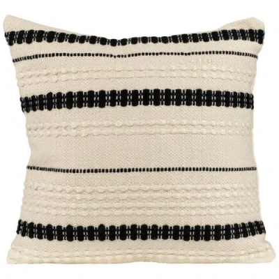 Northlight 20" White And Black Handloom Woven Outdoor Square Throw Pillow