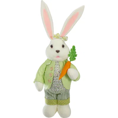 NORTHLIGHT NORTHLIGHT 20" WHITE AND GREEN STANDING RABBIT EASTER FIGURE