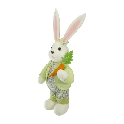 NORTHLIGHT 20" WHITE AND GREEN STANDING RABBIT EASTER FIGURINE