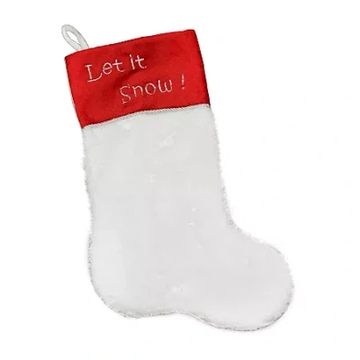 Northlight 20'' White And Red Shadow Velveteen Cuff Christmas Stocking