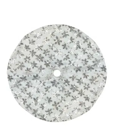 Northlight 20" White And Silver Sequin Snowflake Pattern Mini Christmas Tree Skirt