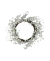 Northlight 20" Winter Wonderland Ivory And Silver Ball Ornaments On A Natural Vine Wrapped Wreath In Brown