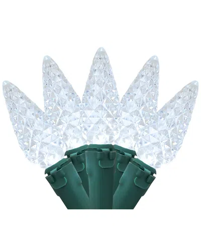 Northlight 200-count Led Faceted C6 Christmas Lights - Pure White In Green