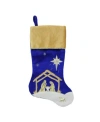 Northlight 20.5" Blue And Gold Nativity Scene Christmas Stocking With Gold Cuff In Blue