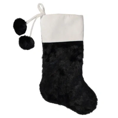 Northlight 20.5-inch Black And White Christmas Stocking With Corduroy Cuff