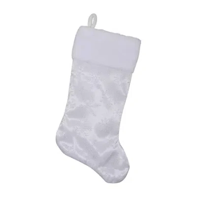 Northlight 20.5'' White Iridescent Glittered Snowflake Christmas Stocking