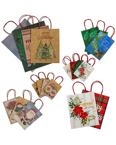 Northlight 20-count Assorted Christmas Themed Paper Gift Bags In Multicolor