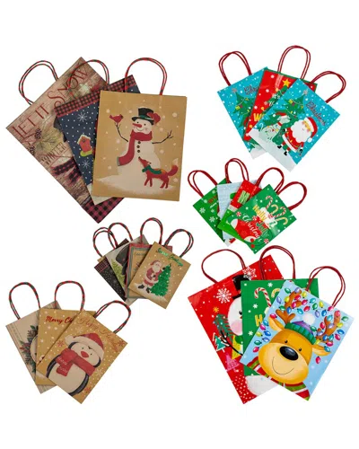 Northlight 20-count Assorted Paper Christmas Themed Gift Bags In Multicolor