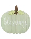 Northlight 20in Blessings Pumpkin Wooden Wall Decor In Green