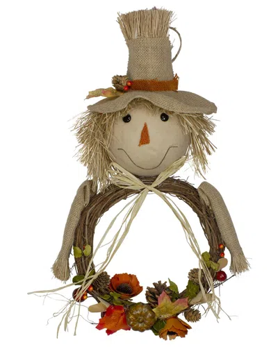 Northlight 20in Fall Harvest Scarecrow Wreath In Orange