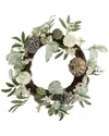 Northlight 20" Pumpkin And Berries With Pinecones Artificial Fall Harvest Twig Wreath 20" Unlit In Green