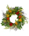 Northlight 20in Ranunculus & Rose Artificial Spring Wreath In Orange