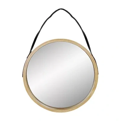 Northlight 21" Beige With Woodgrain Finish Round Wall Mirror In Sand