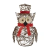 Northlight 21'' Lighted Glitter Rattan Owl Christmas Outdoor Decoration In Brown