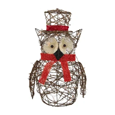 Northlight 21'' Lighted Glitter Rattan Owl Christmas Outdoor Decoration In Brown