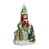 Northlight 21.25'' Green And White Pre-lit Led Snow Covered Church Christmas Tabletop Figurine In Green