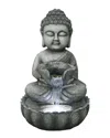 Northlight 21.5in Buddha In Sukhasana Pose Outdoor Garden Water Fountain