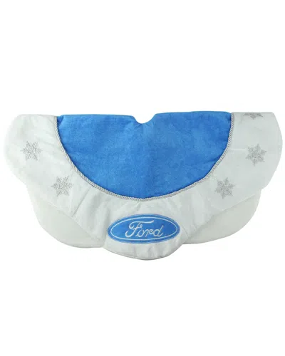 Northlight 21.5in Decorative Blue & White Ford Scalloped Mini Christmas Tree Skirt