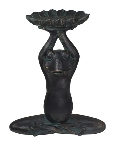Northlight 22.25in Yoga Frog With Bird Feeder Outdoor Garden Statue In Black