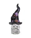 Northlight 22.75in Skull In Witch Hat With Black Cat Halloween Decoration In Multi