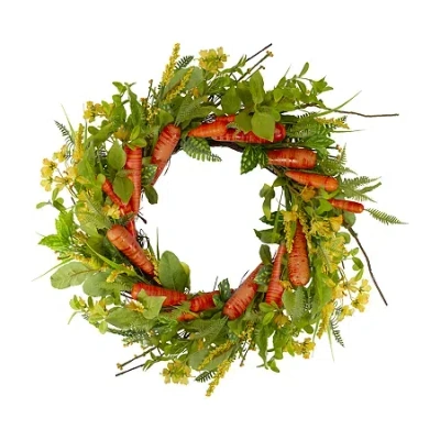 Northlight 22in Carrot And Berry Foliage Floral Wreath In Green