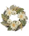 Northlight 22in Dahlia & Pumpkin Fall Artificial Floral Wreath In Multi