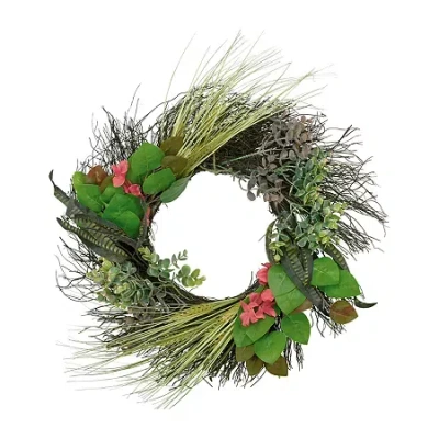 Northlight 22in Eucalyptus And Twig Wreath In Green
