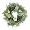 Northlight 22in Green And White Pumpkins With Berries Artificial Fall Harvest Wreath In Green