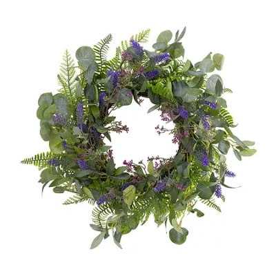 Northlight 22in Lavender And Foliage Wreath In Green