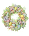 Northlight 22" Pastel Easter Egg And Ribbons Wreath Unlit In Green