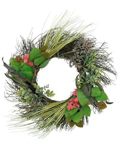 NORTHLIGHT NORTHLIGHT 22IN WHEAT, EUCALYPTUS & TWIG ARTIFICIAL WREATH