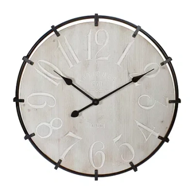 Northlight 23.5" Black Metal And Wood Country Rustic Wall Clock In Sand
