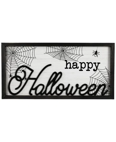 Northlight 23.5" Happy Halloween Spider Web Wall Sign In White