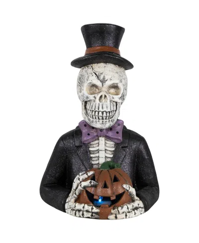 Northlight 23.5" Led Lighted Skeleton With Jack-o-lantern Halloween Decoration In White