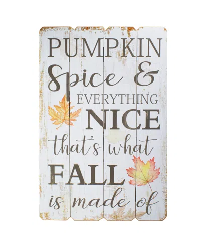 Northlight 23.5" White-washed Pumpkin Spice Everything Nice Fall Wooden Hanging Wall Sign