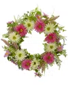 Northlight 23in Chrysanthemum And Berry Floral Wreath In Pink