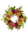 Northlight 23in Chrysanthemum & Daisy Artificial Floral Wreath In Multi