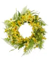 Northlight 23in Daisy & Berry Artificial Floral Wreath In Yellow