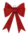 Northlight 23in Led Lighted Red Tinsel Bow Christmas Decorations In Red