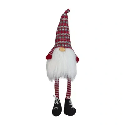 Northlight 23in Red And Gray Striped Christmas Santa With Dangling Legs Christmas Gnome In Multi
