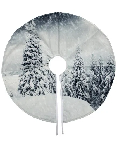 Northlight 23in White & Gray Snowy Woodland Scene Mini Christmas Tree Skirt