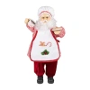 Northlight 24" Animated And Musical Chef Santa Claus With Hot Cocoa And Cookie Christmas Figurine In Red